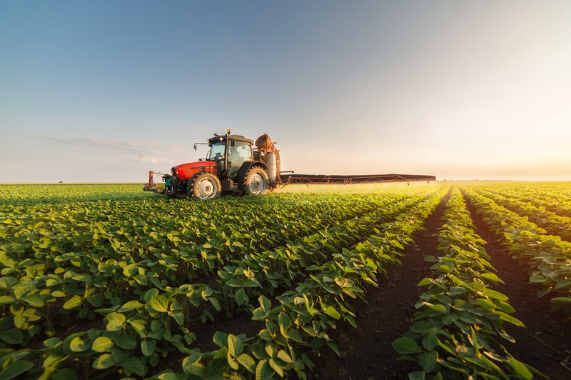 Tractor working in a field