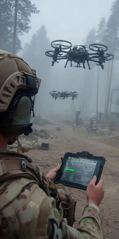 Operator piloting a drone