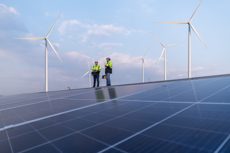 Wind turbine and solar farm