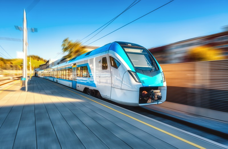 Passenger train at a station