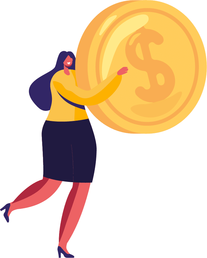 woman with coin